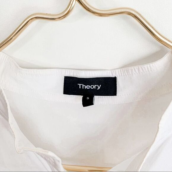 Theory BAND COLLAR PLEATED SHIRT White - Picture 4 of 6